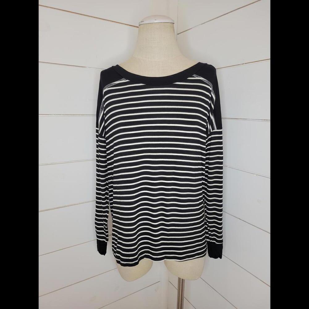 NWOT Boutique Sew in Love black & white stripe long sleeve tee shirt
